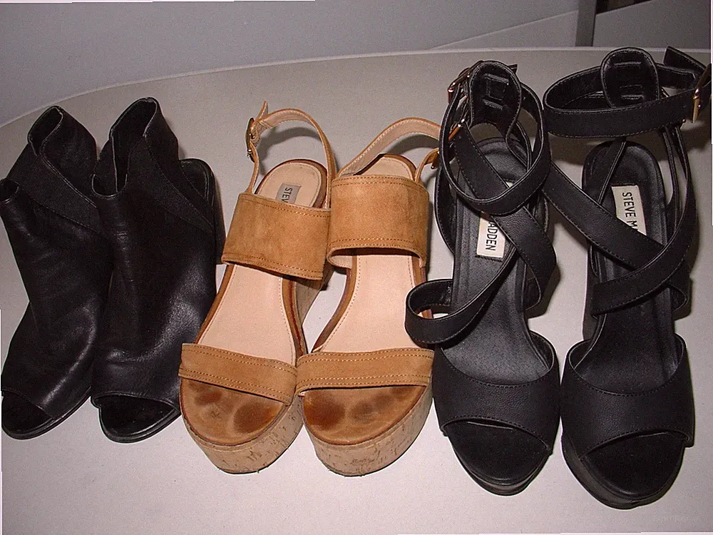 3 Paar STEVE MADDEN Leder Plateau Sandalen, offene Stiefelette, SCHUHPAKET Gr.37