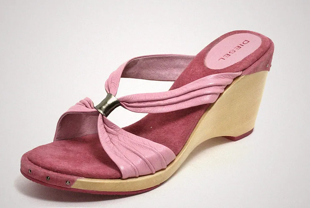 351 Wedges Slip On Leder Heels Retro Keilsandaletten Rosa Diesel Pumps 38