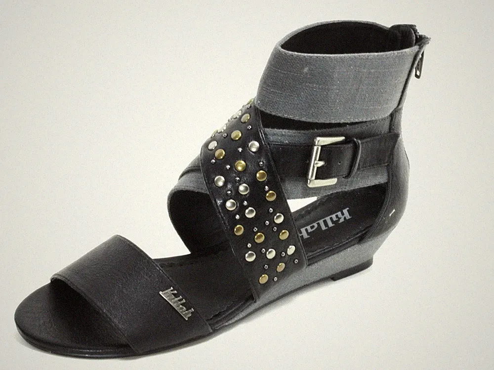 425 Wedges Slip On Leder Heels Retro Keilsandalette Nieten Killah Sixty Pumps 37
