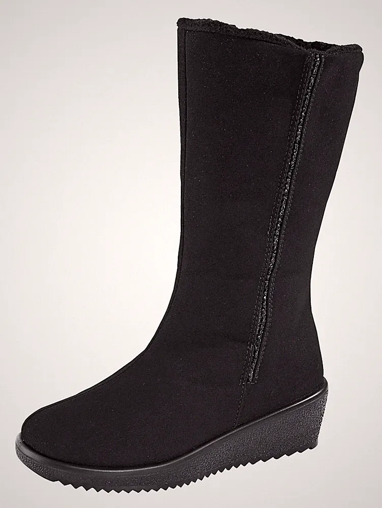 43 9 Florett Stiefel Webpelz Textil Reißverschluss Weite H schwarz