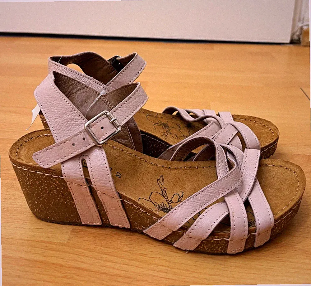 5th Avenue Damen Riemchen-Sandalen Rosa Leder Keilabsatz mittel EU 37 Schnalle