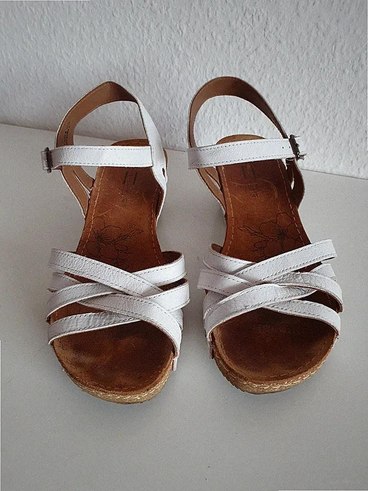 5th Avenue Damenschuhe Sandalen Sandalette Weiss Gr 41 Leder Wedges