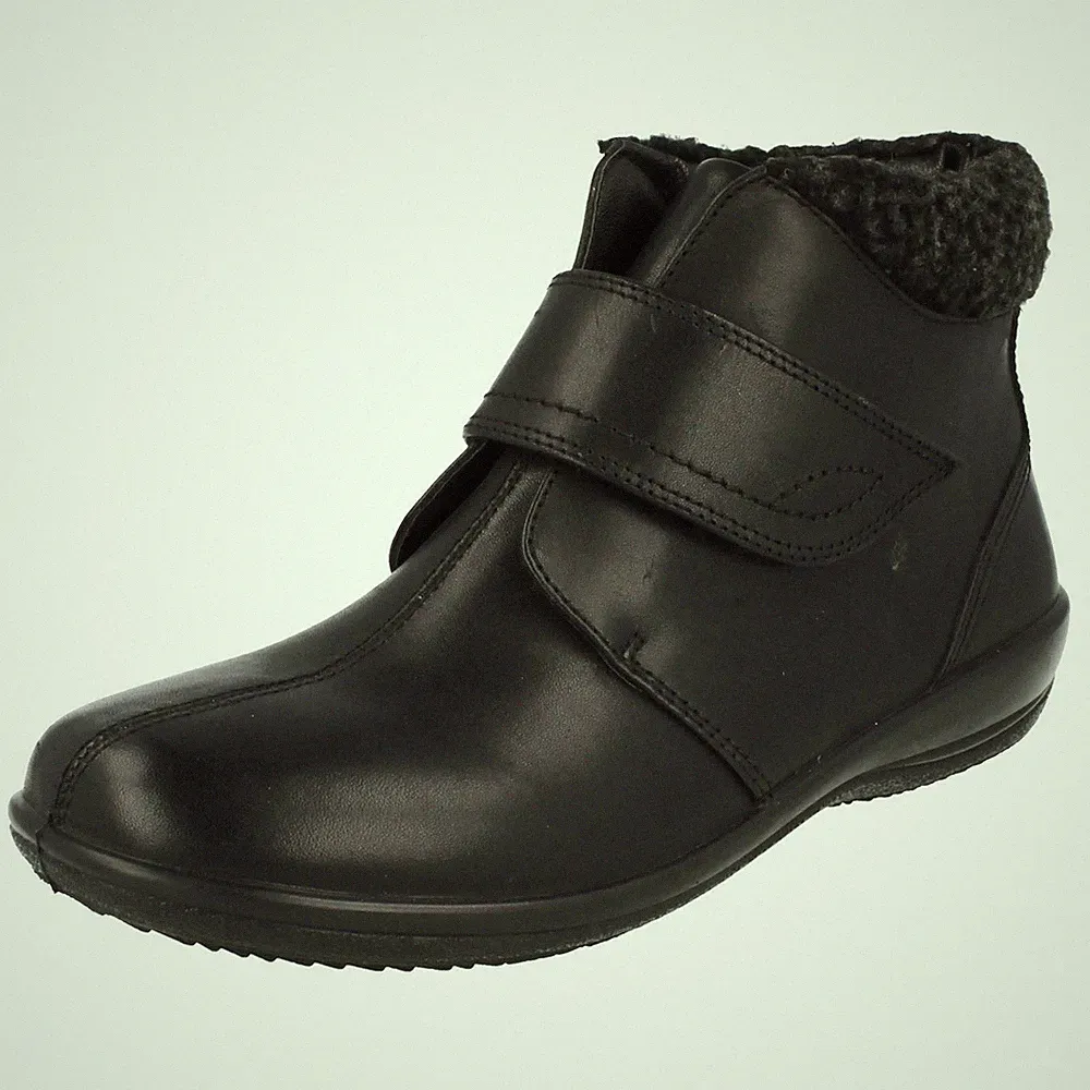 £70 PADDERS PLUS IDA GRÖSSE 4,5 X WEITE PASSFORM SCHWARZ LEDER FLACH BEQUEM STIEFELETTEN
