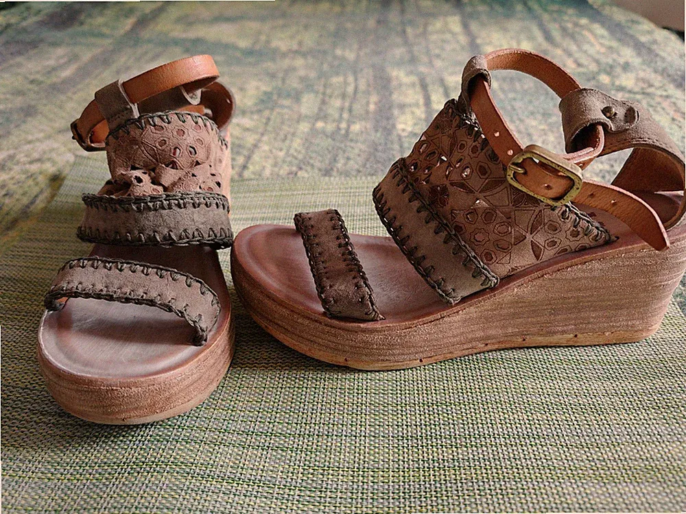 A.S. 98 Sandaletten Gr. 39 Leder mit Keilabsatz