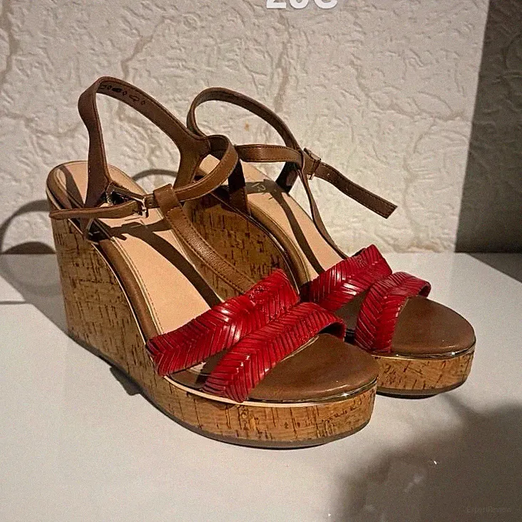 Accessoire Diffusion Damen Keilabsatz-Sandalen Korkoptik Knöchelriemen 36
