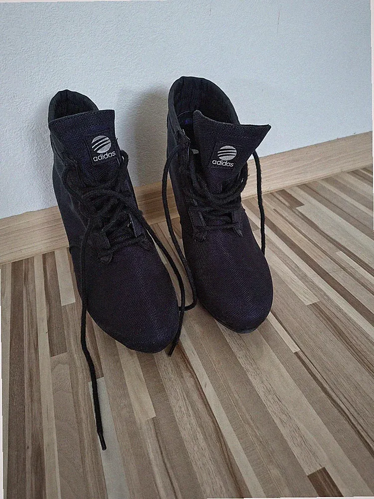 adidas SLVR Damen Stiefelette Keilabsatz Schnürung schwarz Stoff EU 40