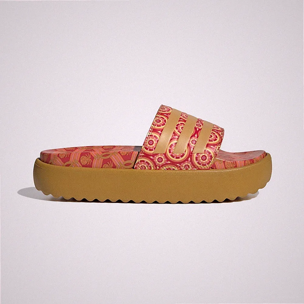Adidas x Farm Rio Adilette Plateau Pantoletten Größe 7 Gold UVP 60£ Brandneu IF6456