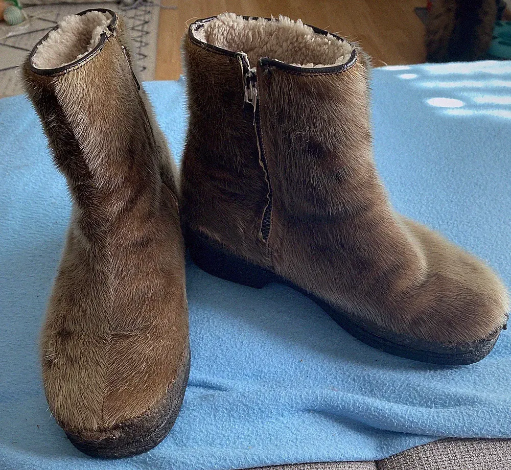 Ältere echt Pelz Stiefeletten von Salamander innen Lammfell Gr.39/UK6 vintage