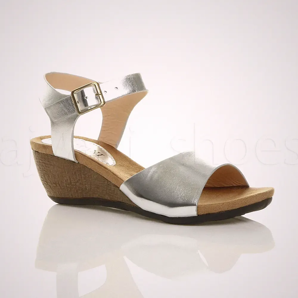 AJVANI PLATEAU HALBHOHER KEILABSATZ PEEPTOE SCHUHE SANDALEN GRÖSSE 5 38