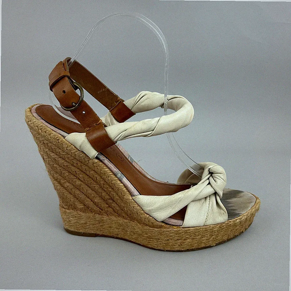 All Saints Sandalen 40 UK7 Keilabsatz Espadrille Y2K Bohemian Plateau Knoten Slingback