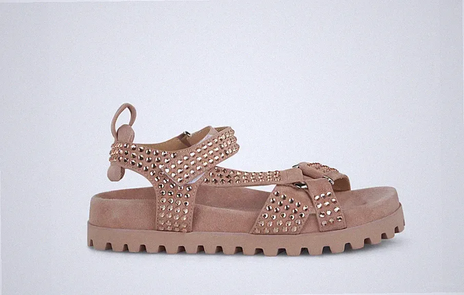 ALMA EN PENA DAMEN NIEDRIGE SANDALE AUS WILDLEDER MIT STRASS-ZEPPETTA-V251703