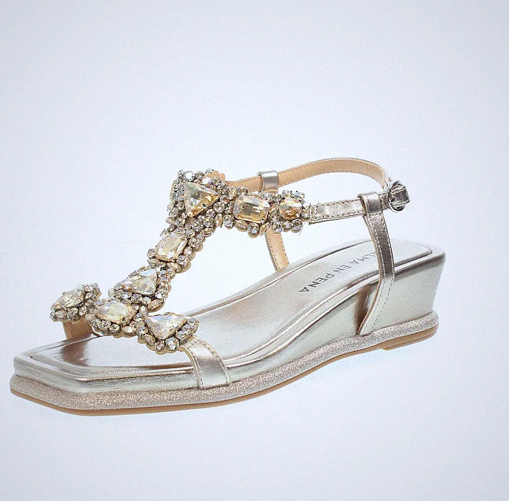 Alma En Pena Leder Sandalen mit Keilabsatz Bronze - Damen Schuhe Sandalen