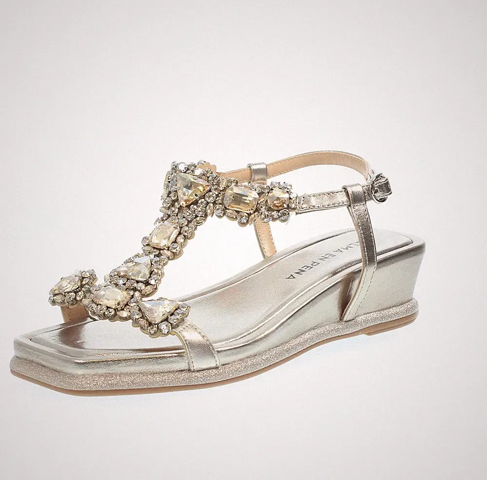 Alma En Pena Leder Sandalen mit Keilabsatz Bronze - Größe 38 Damenschuhe Sandalen