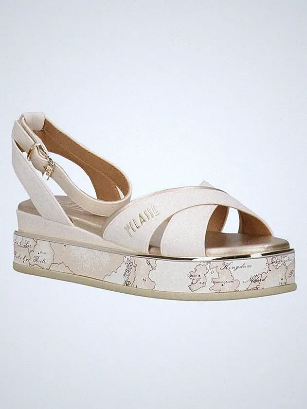 Alviero Martini 1. Klasse Plateau Sandalen mit Print Geo white