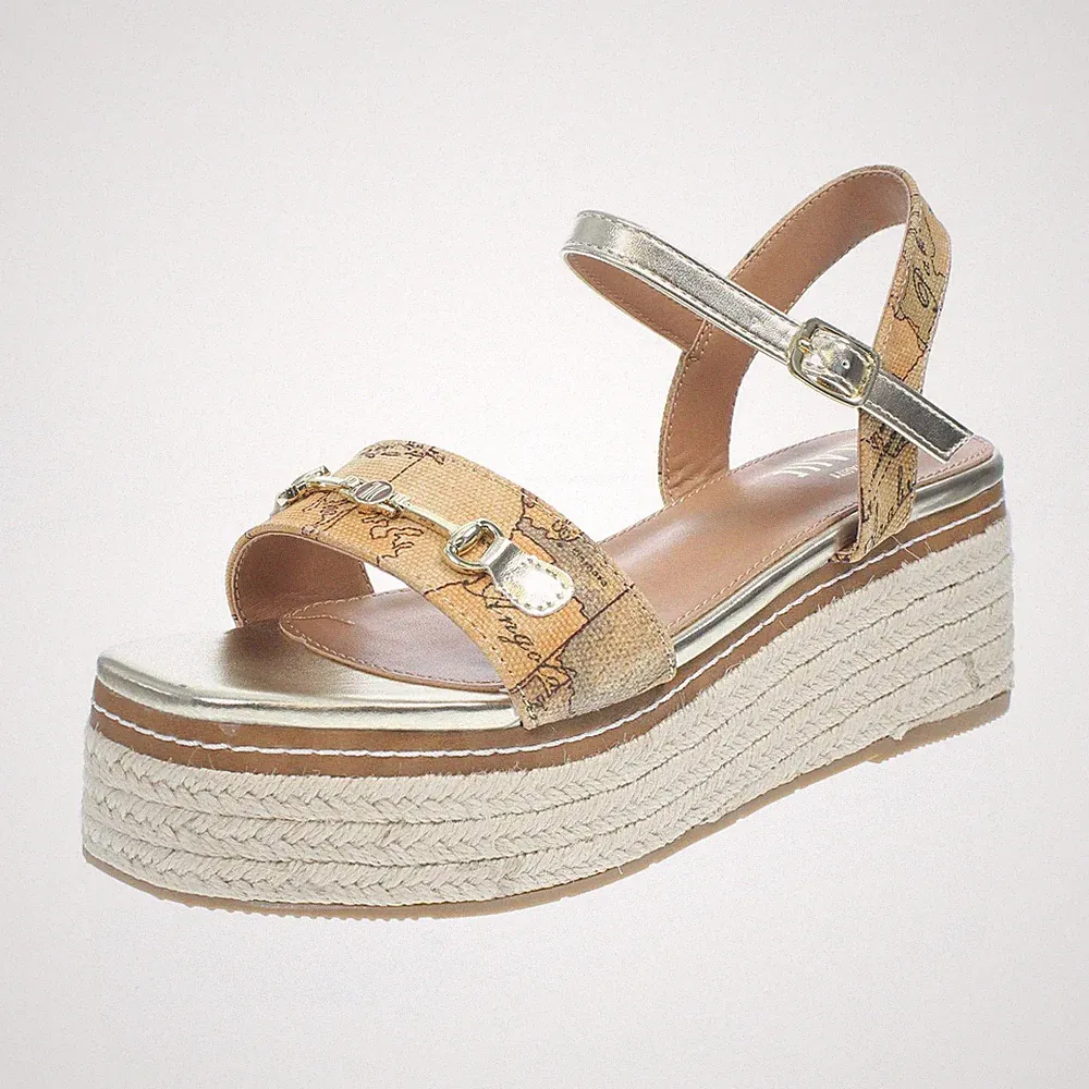 Alviero Martini Plateau Sandalen mit Keilabsatz beige - Damen Schuhe Sandalen