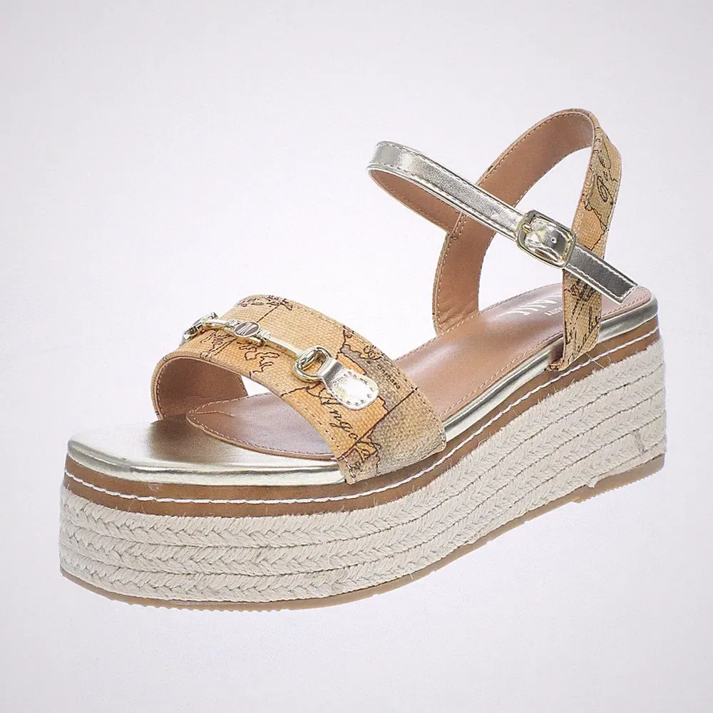 Alviero Martini Plateau Sandalen mit Keilabsatz beige - Größe 39 [25,1 cm] Schuhe