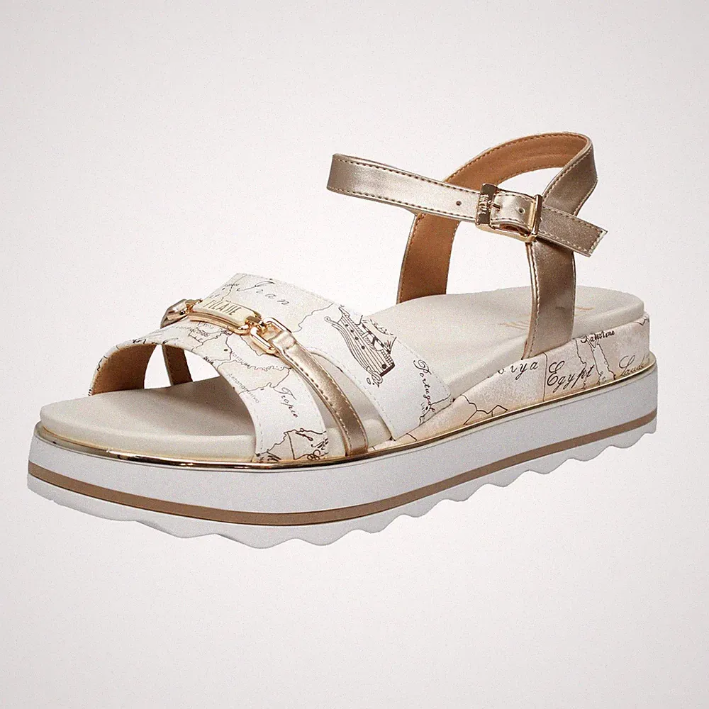 Alviero Martini Plateau Sandalen mit Keilabsatz weiß - Damen Schuhe Sandalen