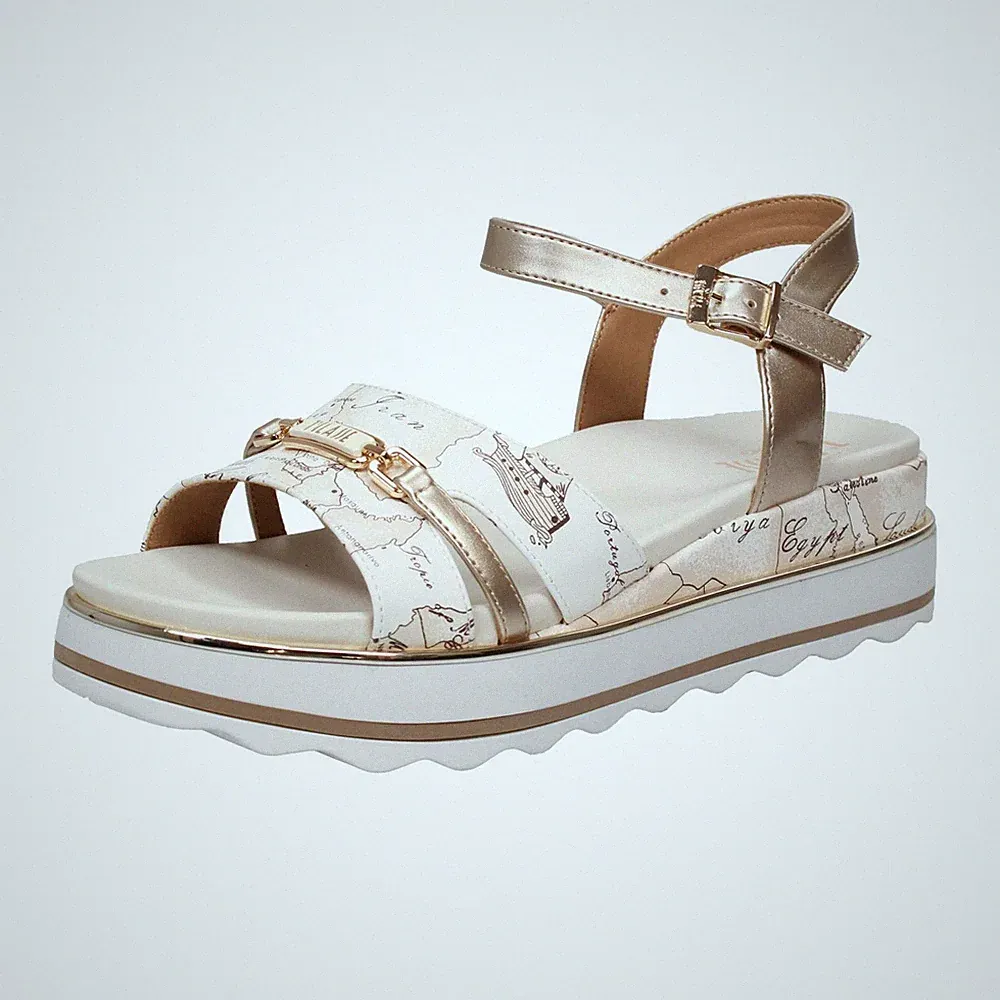 Alviero Martini Plateau Sandalen mit Keilabsatz weiß - Damen Schuhe Sandalen