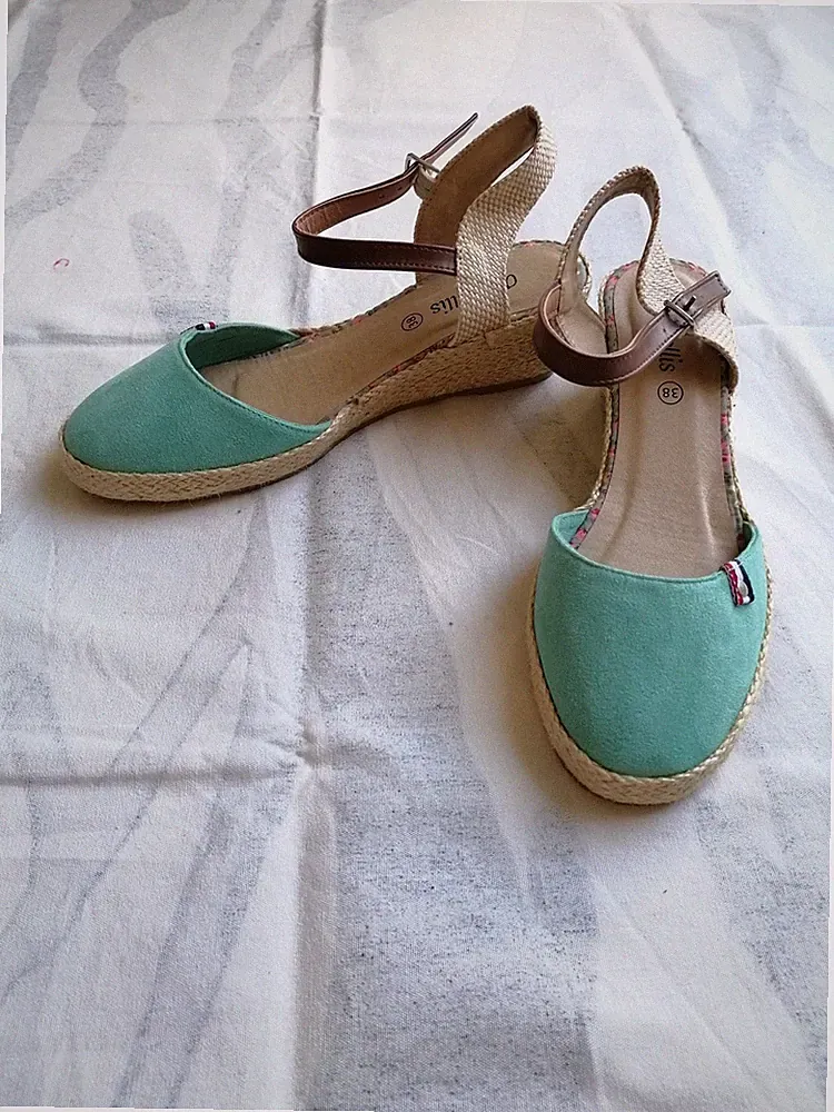Ambellis Sommer Keilsandaletten Wedges Sandaletten mit Keilabsatz türkis 38 NEU