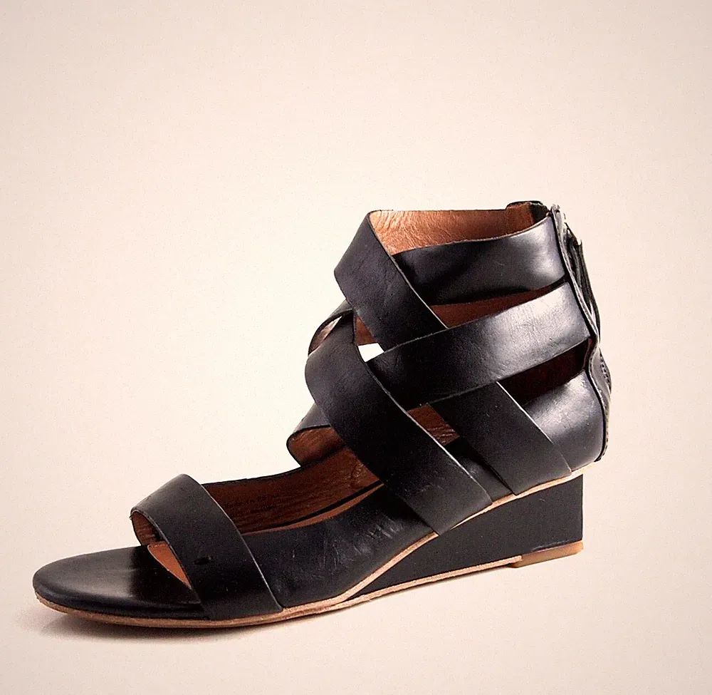 Andere Stories Riemchensandalen Niedrig Wede Schwarz Leder Damen Schuhgröße US 8