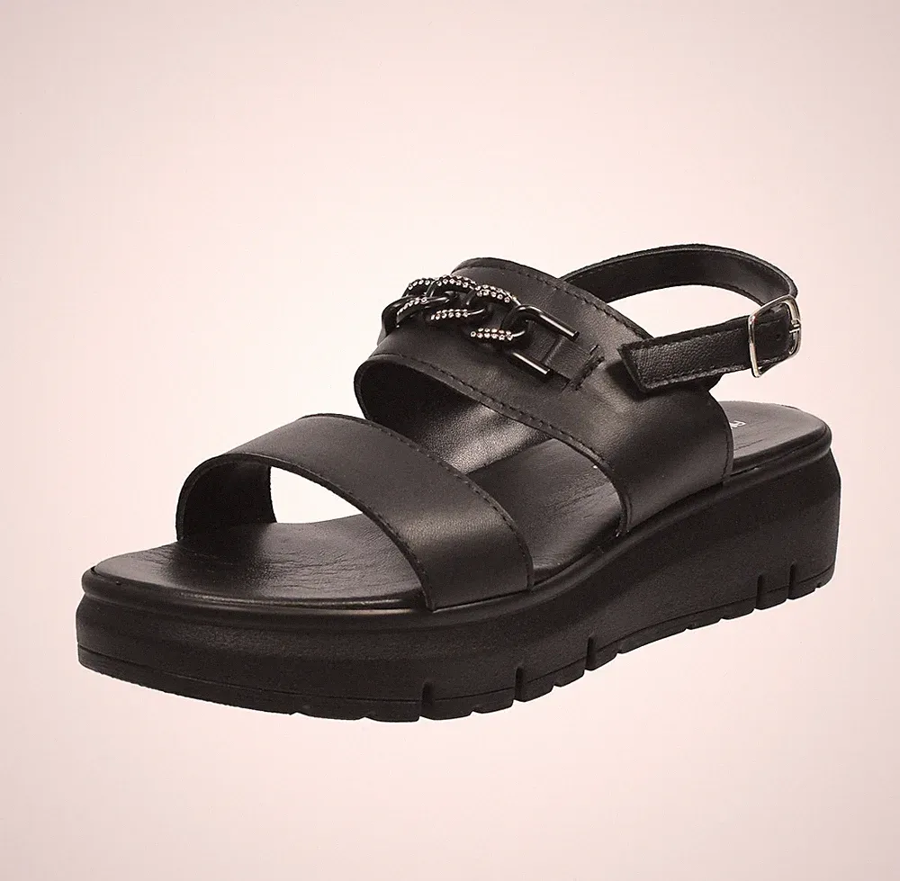 Andrea Pierago Leder Hausschuhe mit Keilabsatz schwarz - Größe 39 [25,1 cm] Schuhe