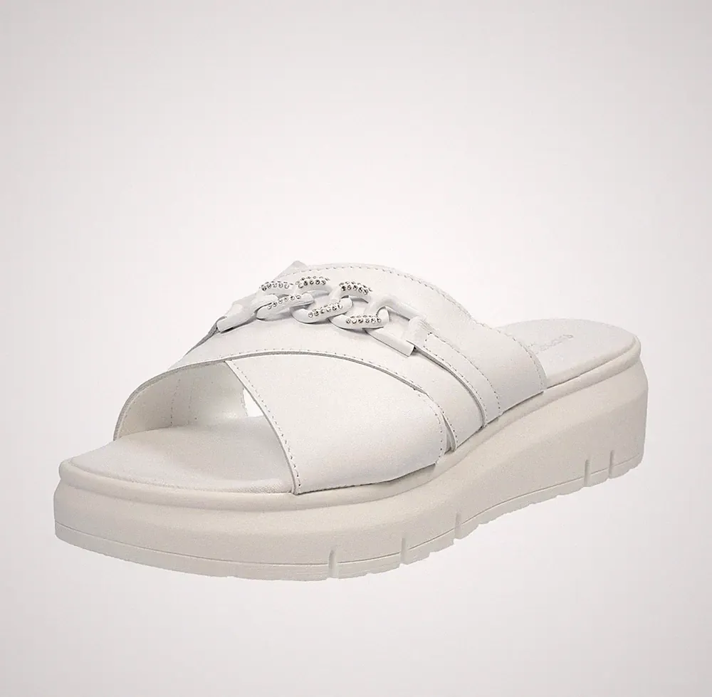 Andrea Pierago Leder Hausschuhe mit weißem Keilabsatz - Größe 36 [23,4 cm] Schuhe