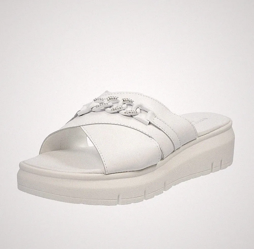 Andrea Pierago Leder Hausschuhe mit weißem Keilabsatz - Größe 38 [24,3 cm] Schuhe