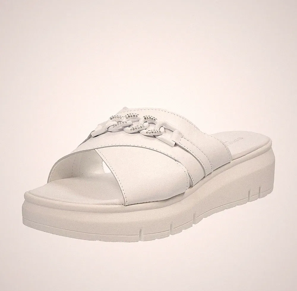 Andrea Pierago Leder Hausschuhe mit weißem Keilabsatz - Größe 40 [25,6 cm] Schuhe