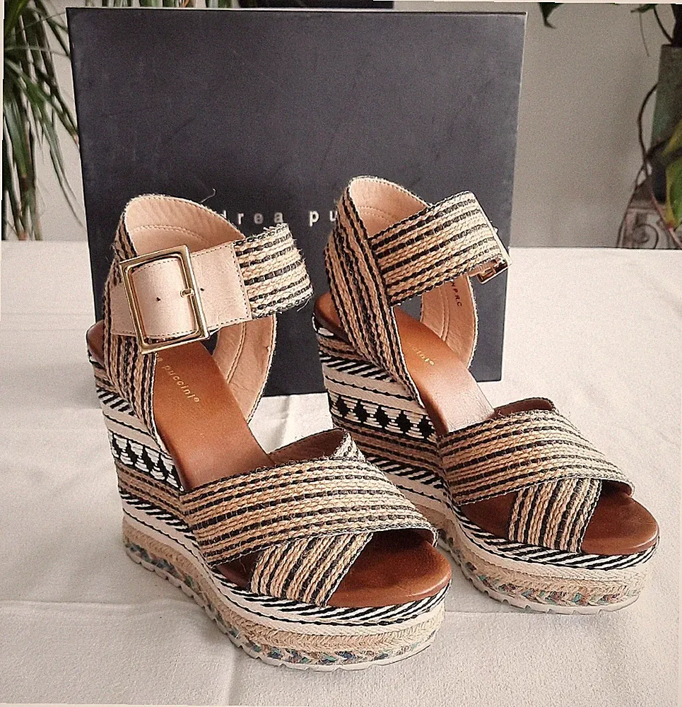 Andrea Puccini Wedges Keilabsatzsandalen Braun Gr 36 *sehr guter Zustand *B-Ware