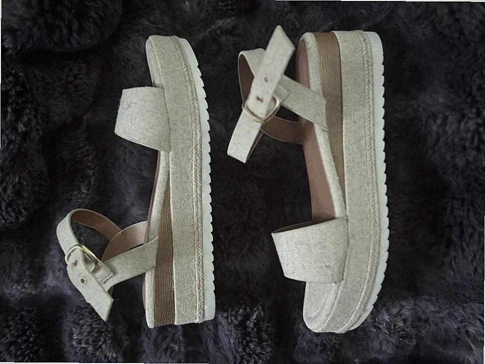 Anna Field Sandaletten Damen Keilabsatz Plateau 39 Beige Neu