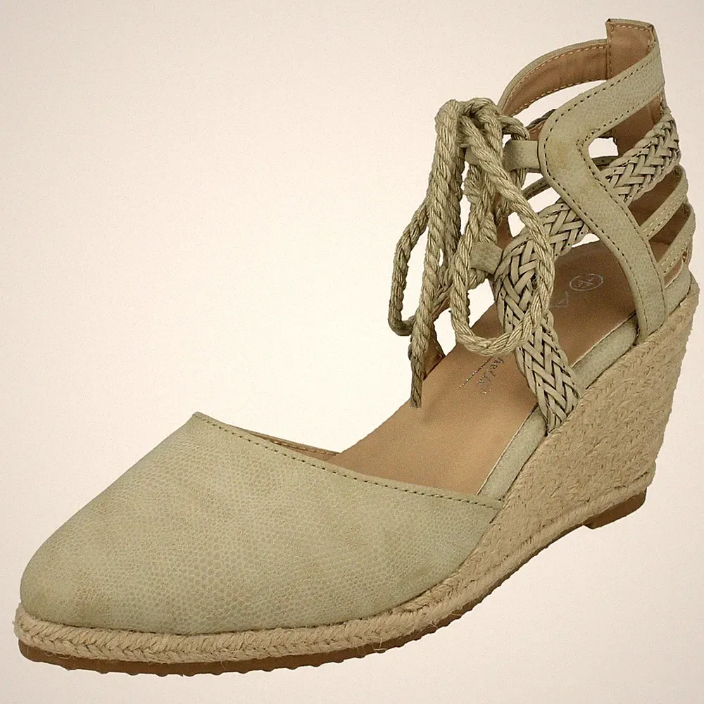 Anne Michelle Damen - Knöchel Schnürung Keil Sandalen