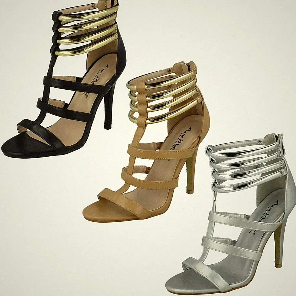 Anne Michelle Damen Offene Zehen Absatzsandalen Mit Knöchelriemen