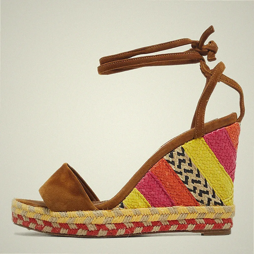 Aquazzura braune Wildleder-Espadrille-Schnürsandalen Baru 105 Keilabsatz Größ...