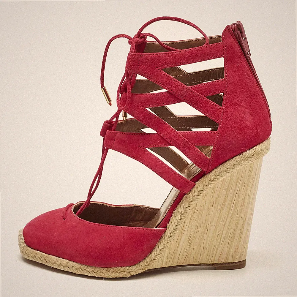 Aquazzura Sandaletten Belgravia Größe 37 rot Wildleder Keilabsatz