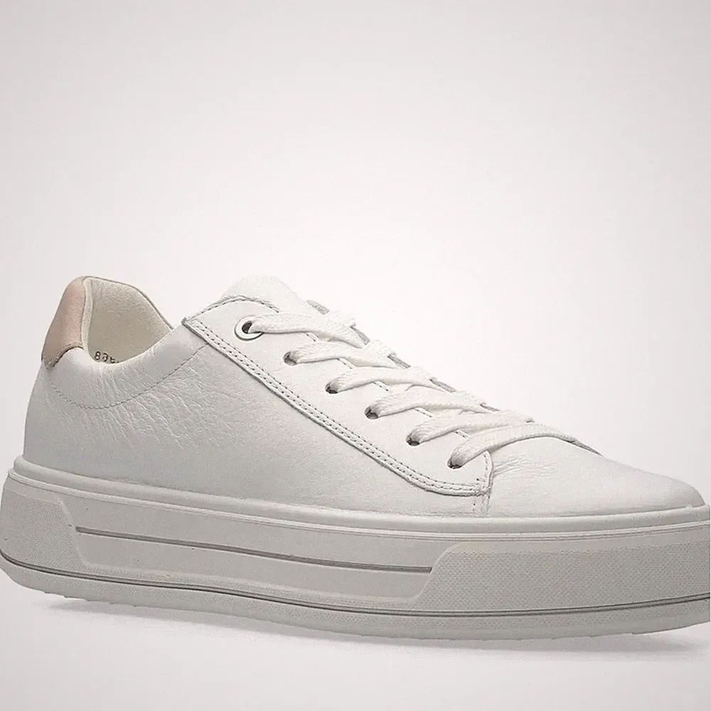 Ara Canberra Damen Weiße Leder Keilabsatz Sneaker Freizeit 1223003-04