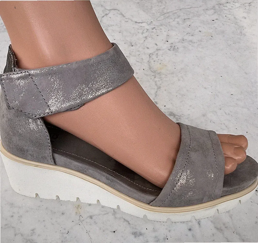 Ara Fesselriemen-Sandalette 4,5 Gr 37,5 Grau Silbergrau Wild-Leder Sandale