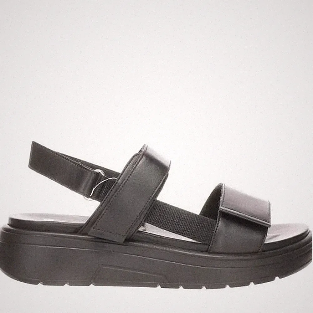 Ara Lucca Damen Schwarze Keilabsatz Ledersandalen Peeptoe Freizeit 1220204-01
