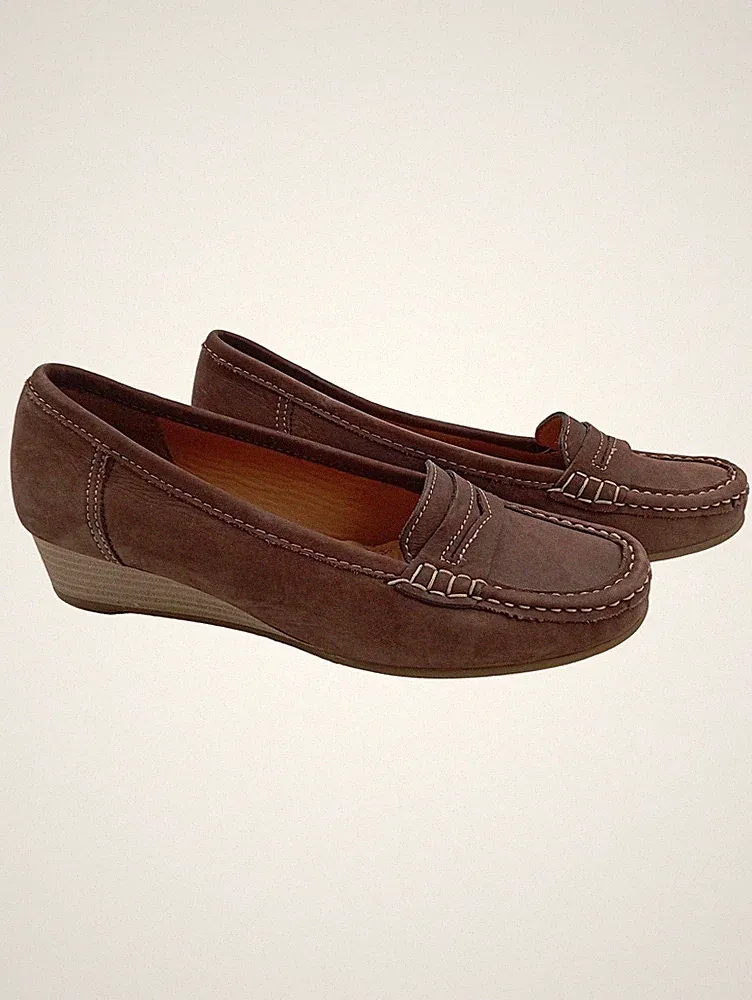 ara Mokassin Wedge Damen Wildleder Keilabsatz Klassisch Braun Gr. 36