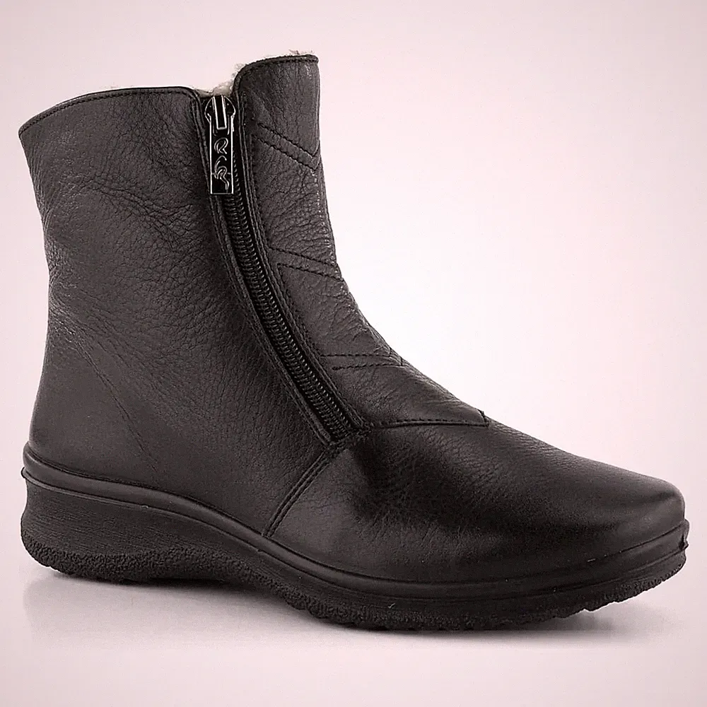 Ara München Damen Schwarze Keilabsatz Lederstiefeletten Freizeit 1248539-61