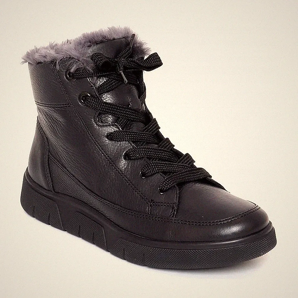Ara Rom Damen Schwarze Keilabsatz Lederstiefeletten Freizeit 1224440-01