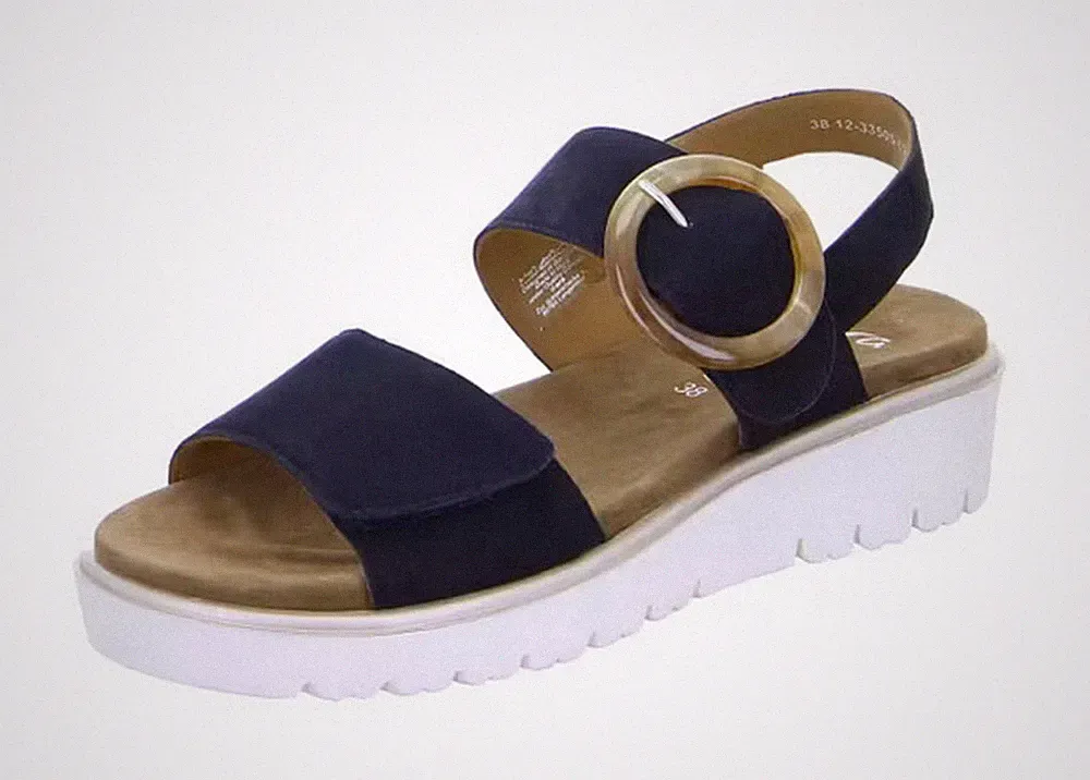 Ara Sandale BILBAO Blau Nubukleder Sandalette Wechselfußbett Klettverschluss
