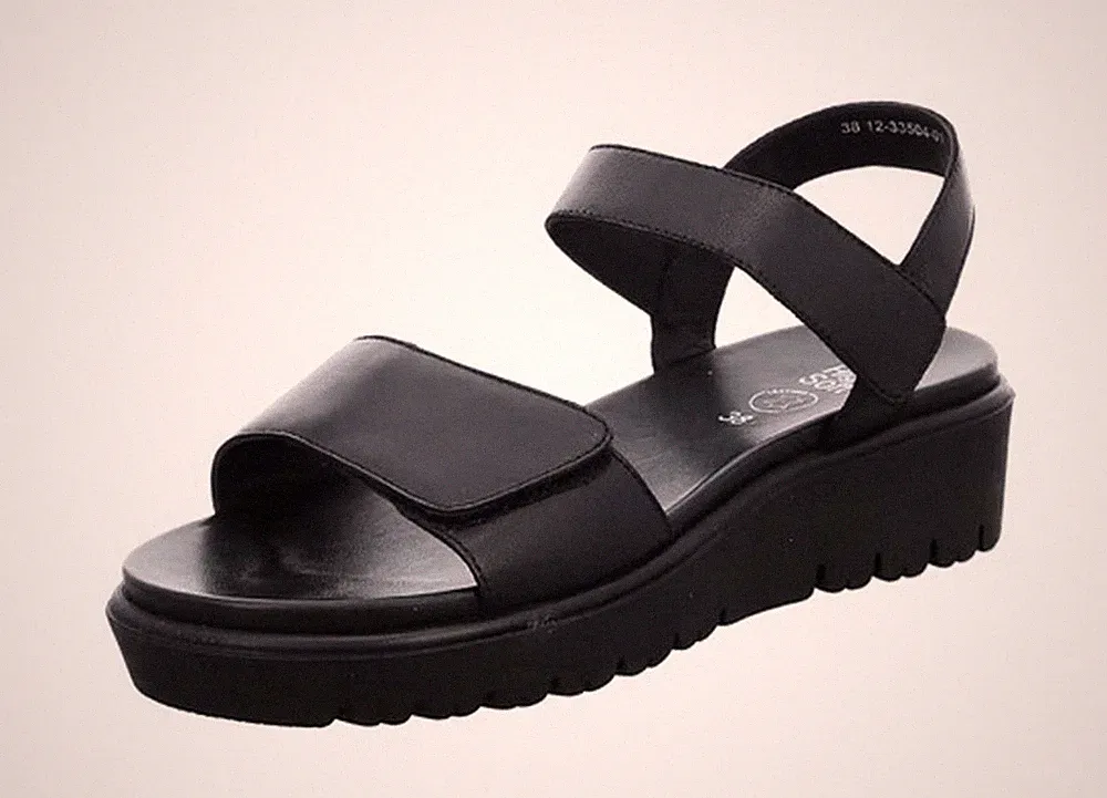 Ara Sandale BILBAO Schwarz Leder Sandaletten Plateau Keilabsatz Kletter 33518 01