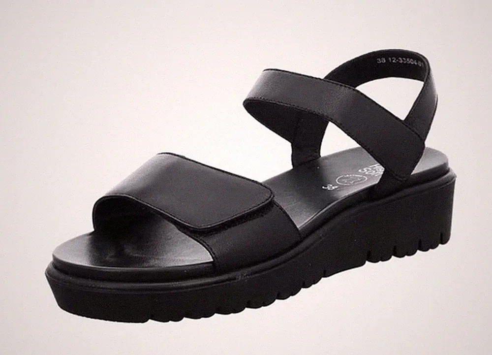 Ara Sandale BILBAO Schwarz Leder Sandaletten Plateau Keilabsatz Kletter 33518 01