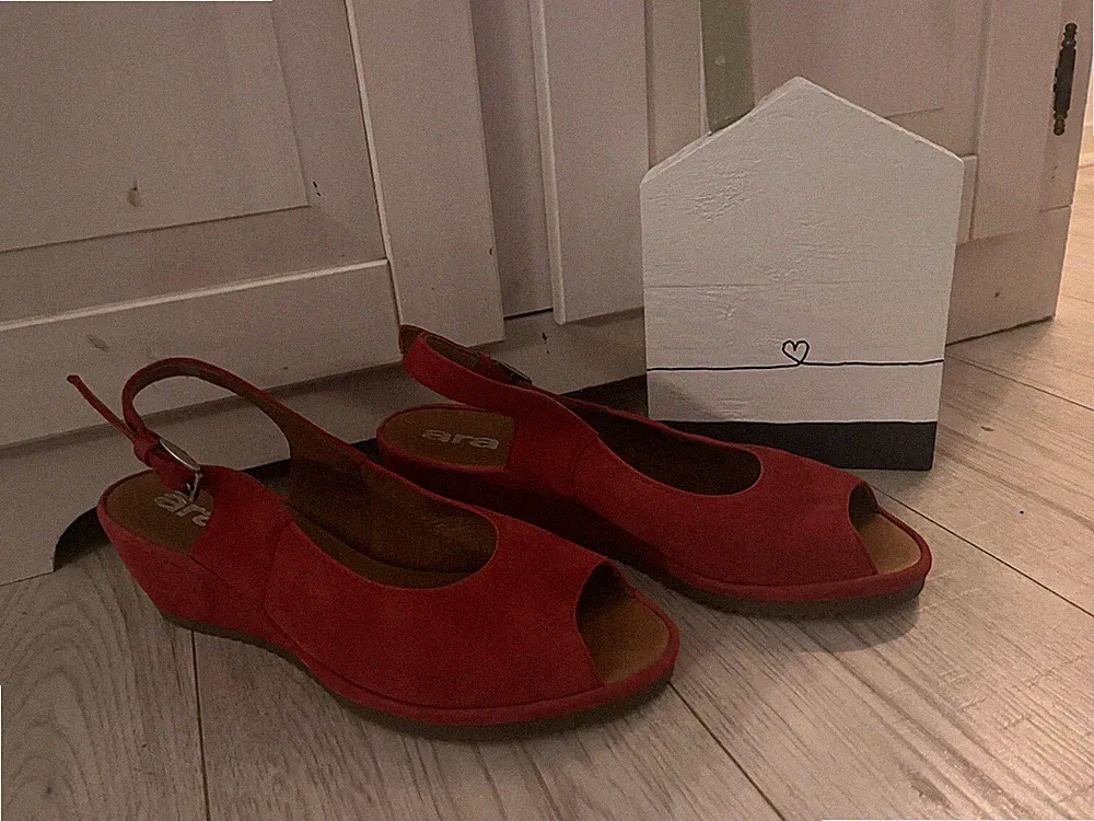 ARA Sandalen 37 pink Leder Keilabsatz