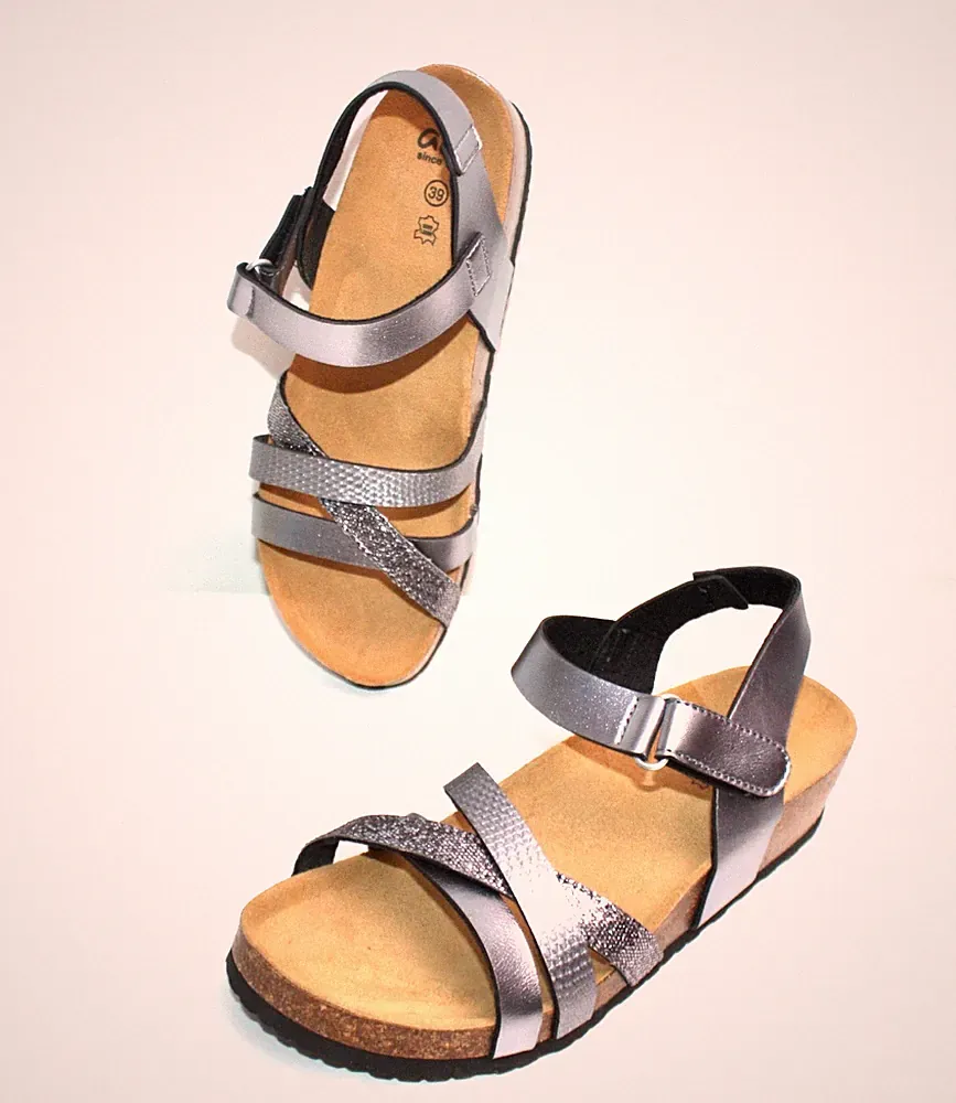 ARA SANDALETTEN RIEMCHENSANDALEN GRAU/SILBER/ANTHRAZIT 39 #18-LL NEU!