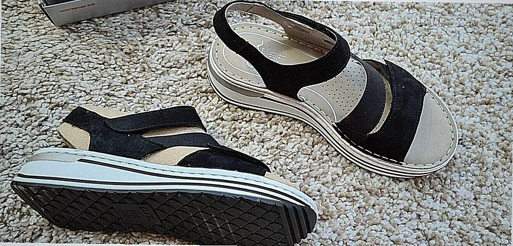 ARA SAPPORO Damen Schuhe Sandalette schwarz soft Keilsohle Gr. 36 neuwertig OVP
