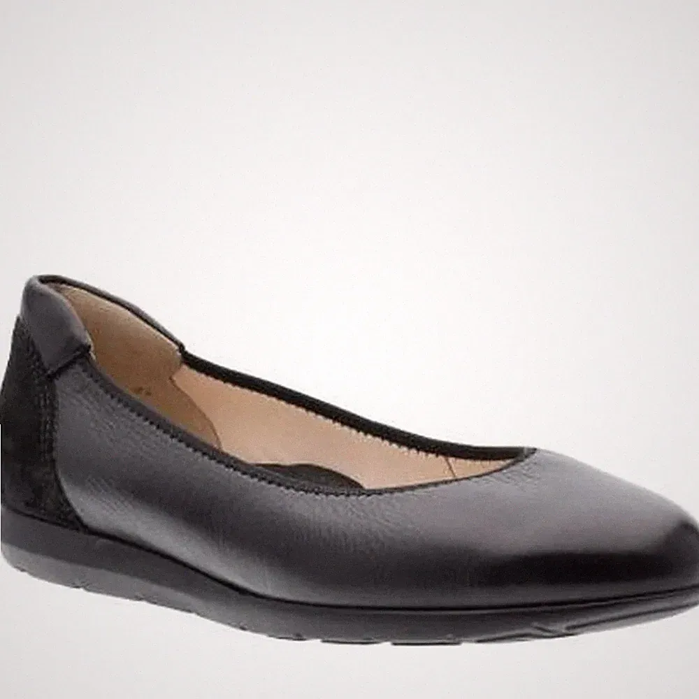 Ara Sardinia Damen Schwarze Leder Keilabsatz Ballerinas Freizeit 1213302-01