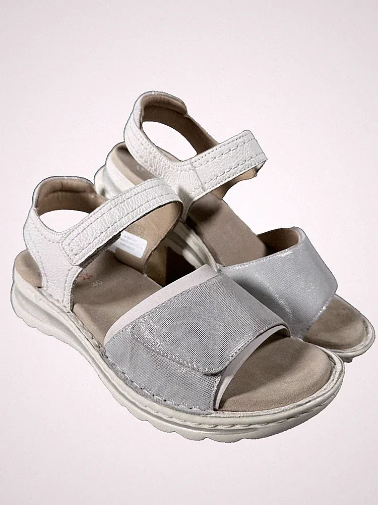 Ara Schuhe Gr. 39 40 weiss silber Damen TAMPA 2.0 Sandale Sandaletten Neu