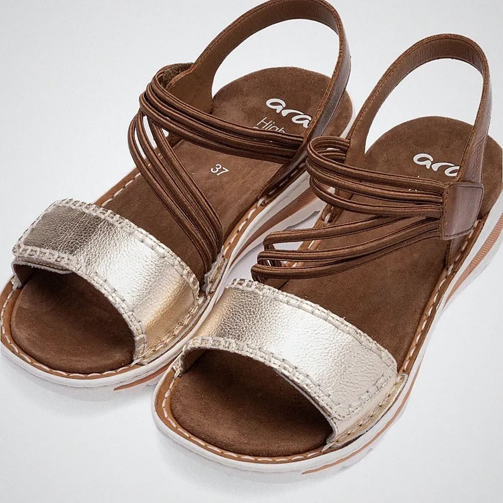 ARA TAMPA Keilsandalette Riemchensandale, Sommerschuh , Gr. 39 , cognac-goldfar