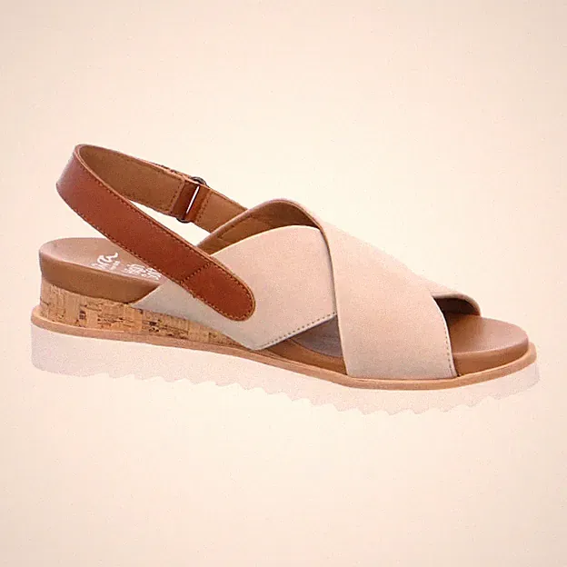ara Valencia Leder Velour Nappasoft Damenschuhe Sandale Sand/Cognac Beige Gr. 40